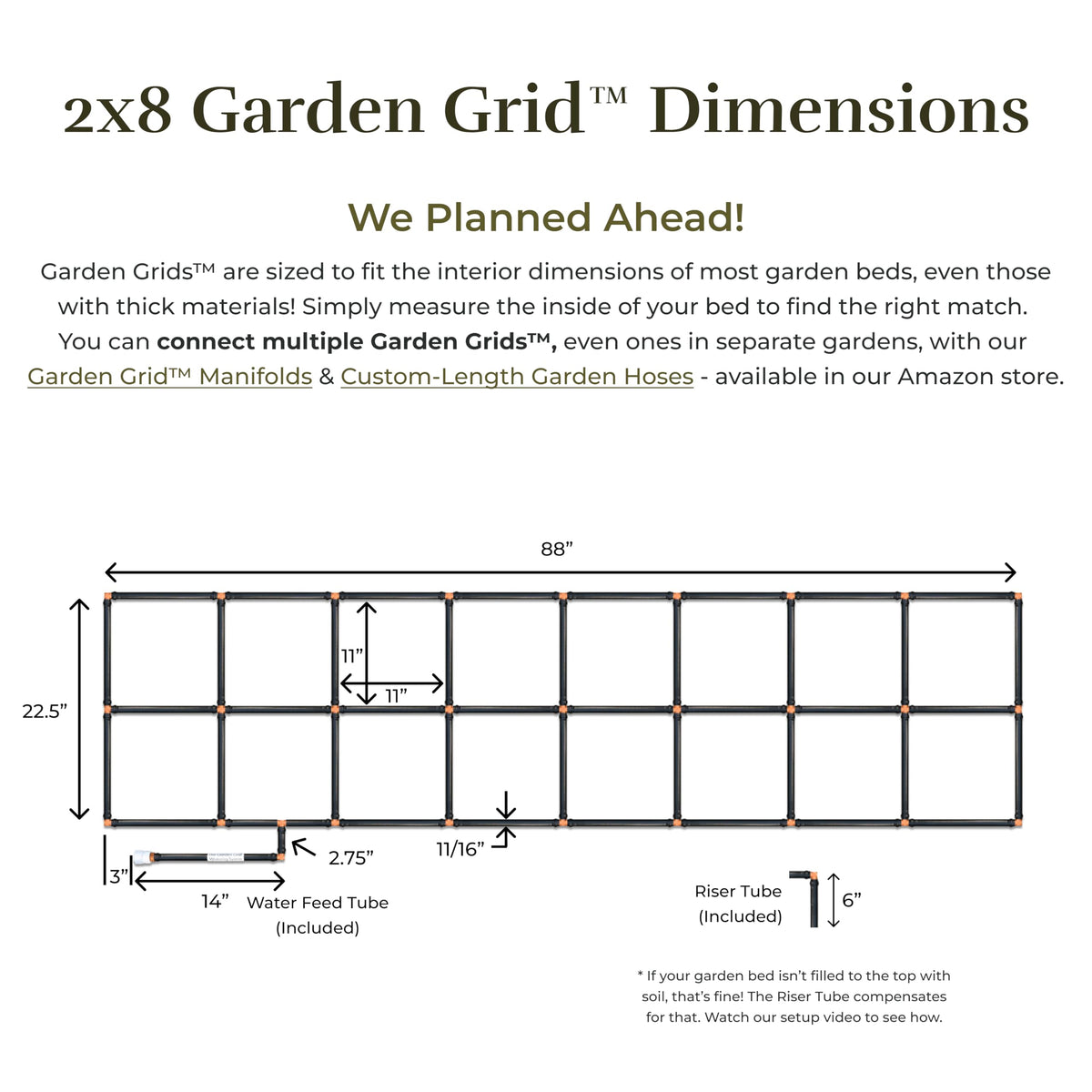 Garden Grid Watering System 16-stream design ensures even irrigation per square.
