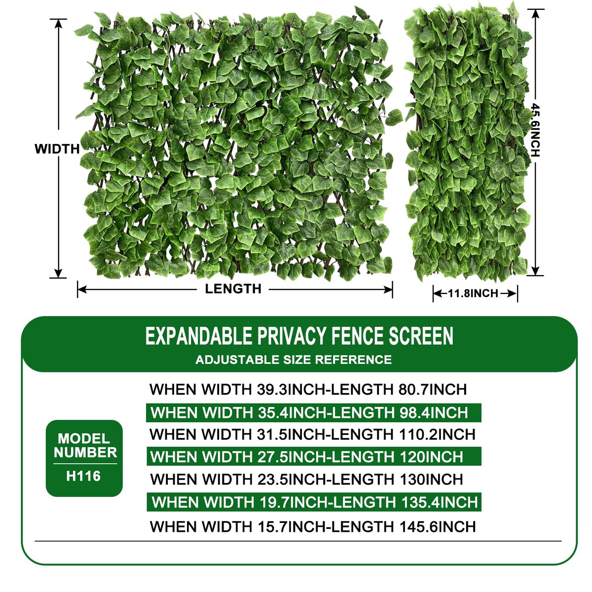 Garden Land ivy fencing panel outdoors demonstrates privacy and decorative balcony view.