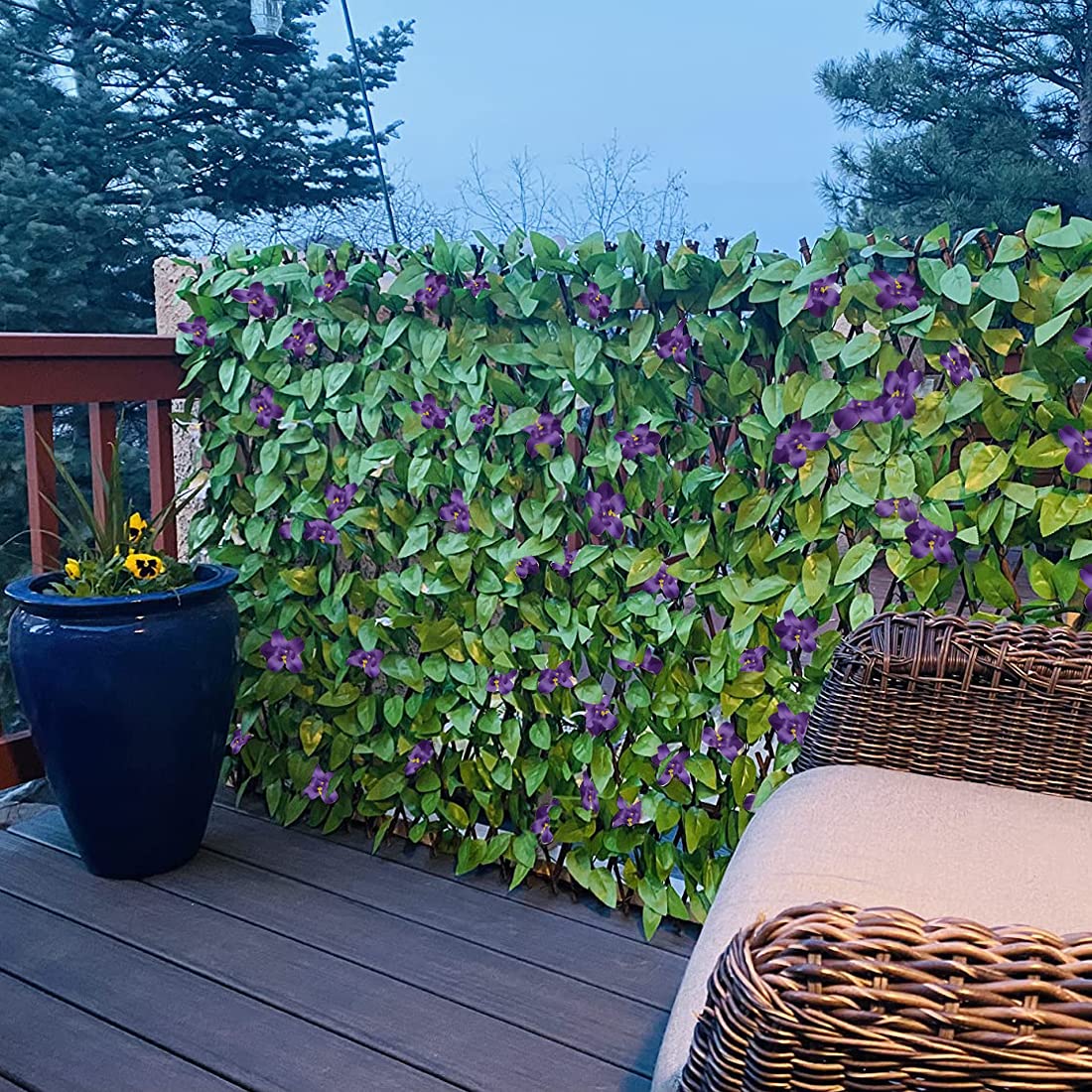 Garden Land leaf detail shows UV-stabilized polyethylene for outdoor durability