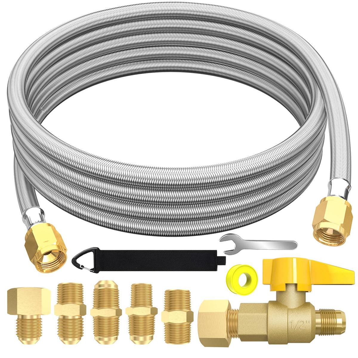 GardenNow 12ft propane hose with brass ball valve for versatile outdoor grilling