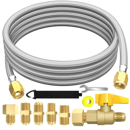 GardenNow 12ft propane hose with brass ball valve for versatile outdoor grilling