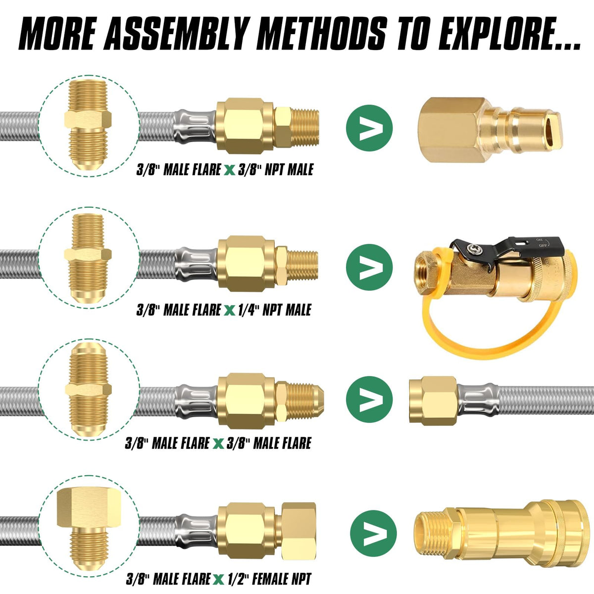 GardenNow six couplings adapter kit enables flexible connections for propane setups