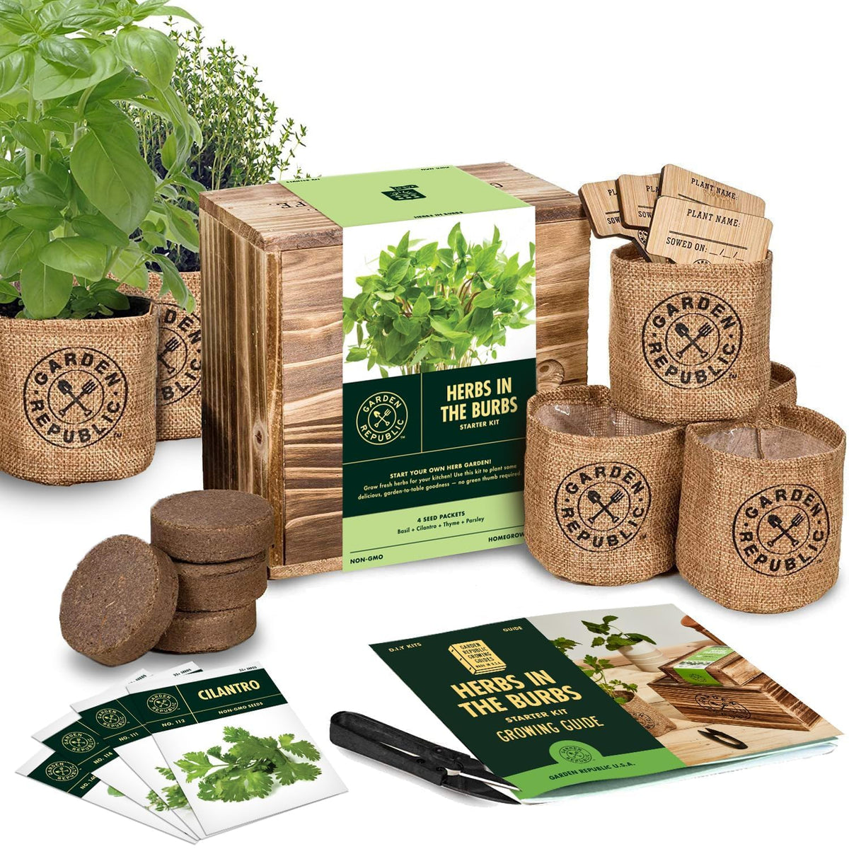 Garden Republic indoor herb garden starter kit box packaging for easy start