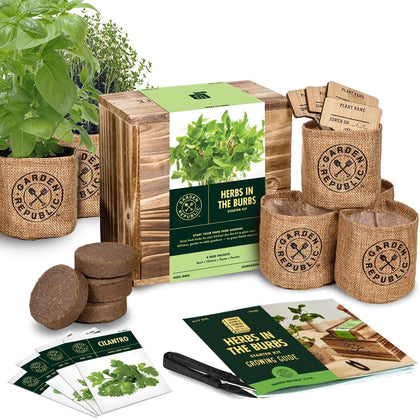 Garden Republic indoor herb garden starter kit box packaging for easy start
