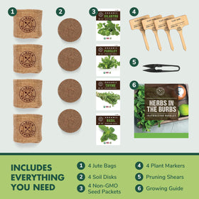 Garden Republic potting soil disks arranged for easy indoor herb planting