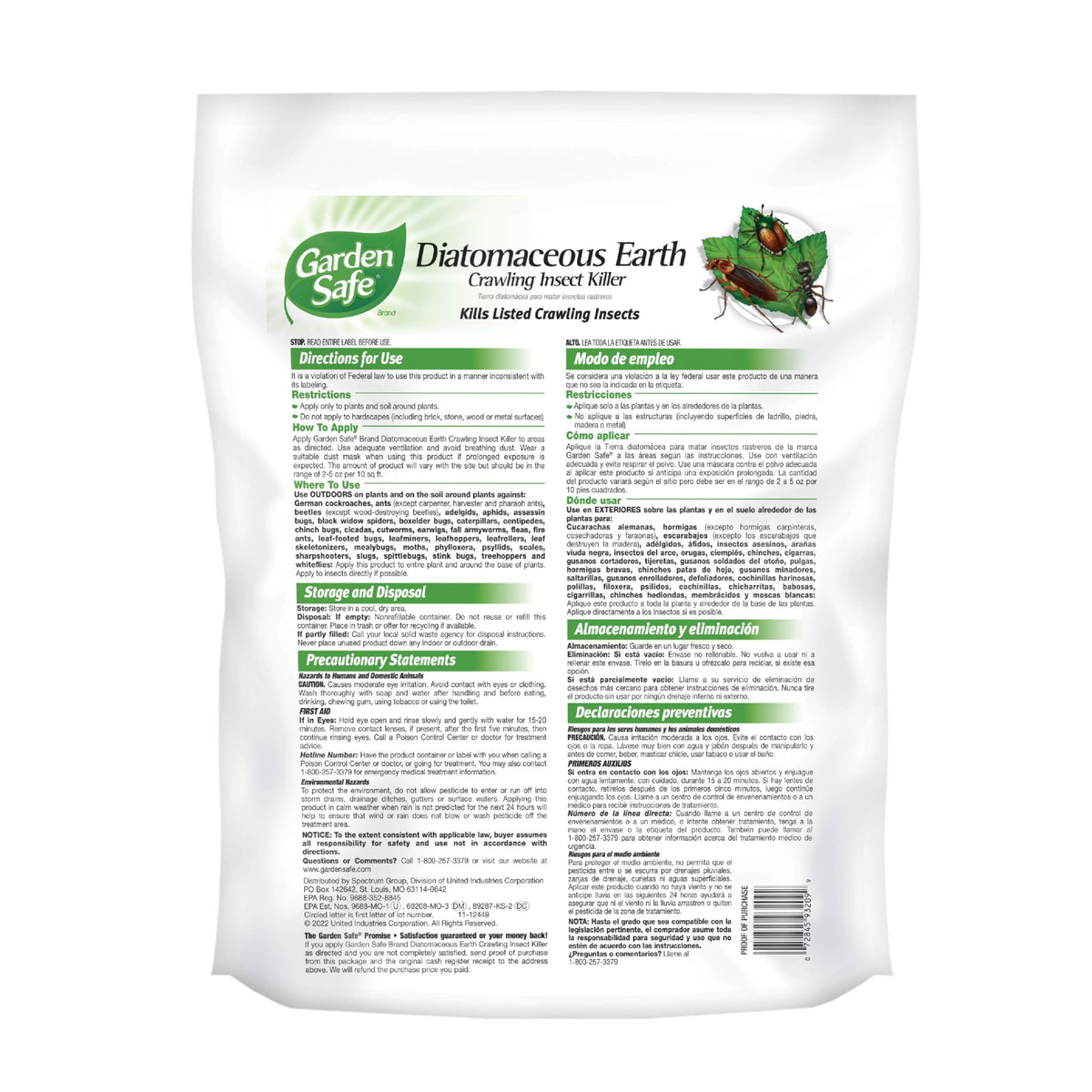 Garden Safe diatomaceous earth spread around plant beds for crawling insects.