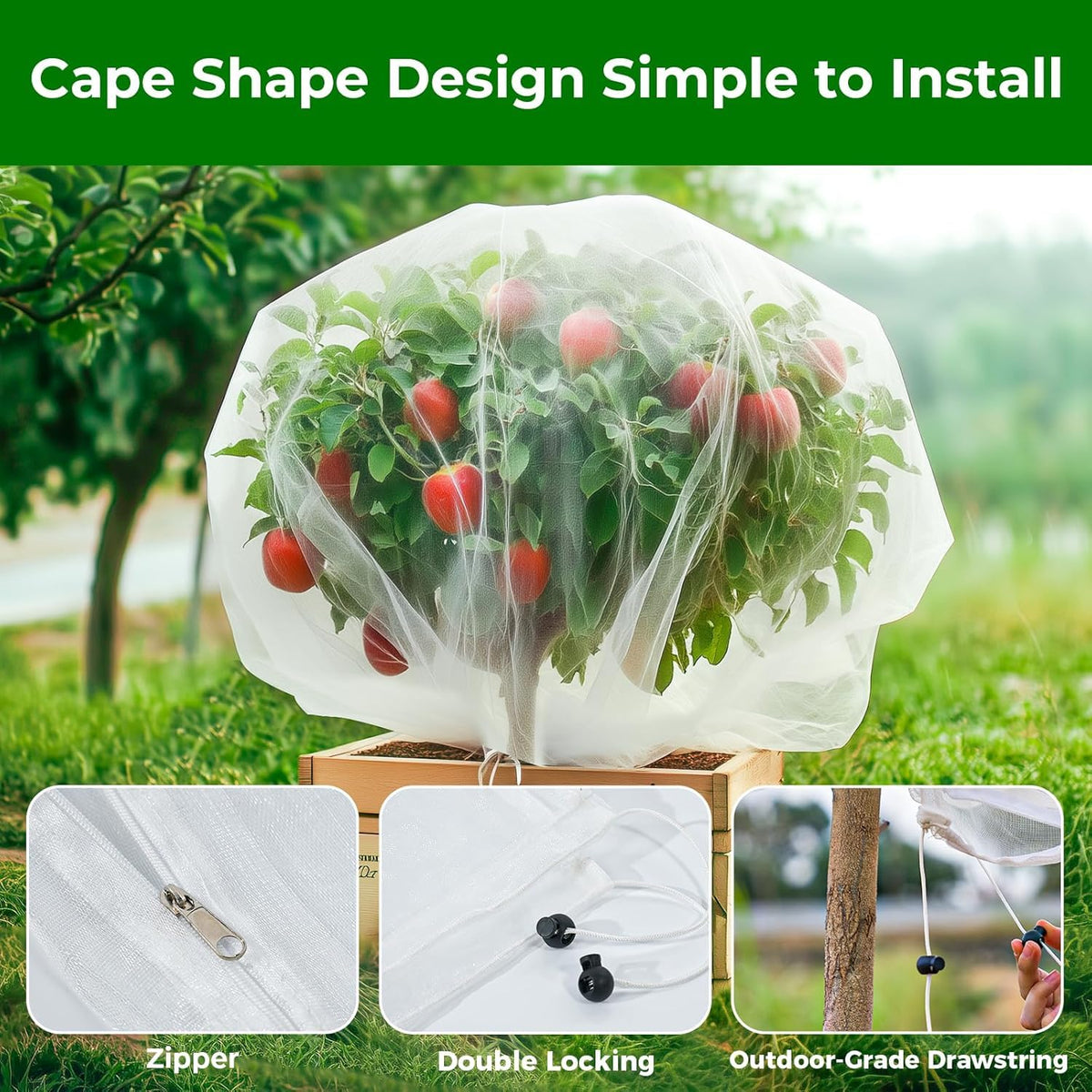 Garden Tailor double-lock tree bag offers easy opening and secure protection.