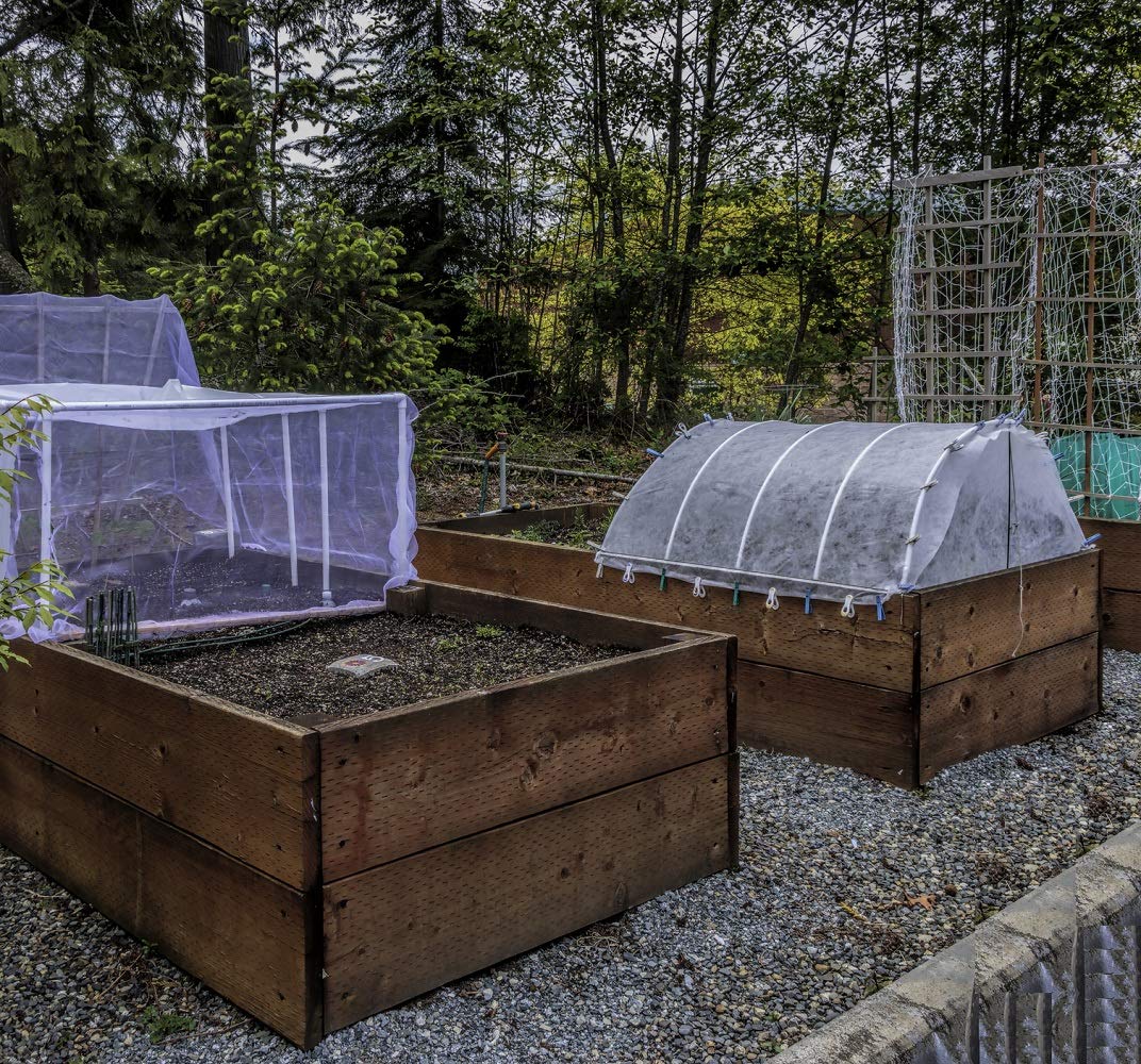 Garden Tailor easy-installation netting fits around hoops for quick protection.