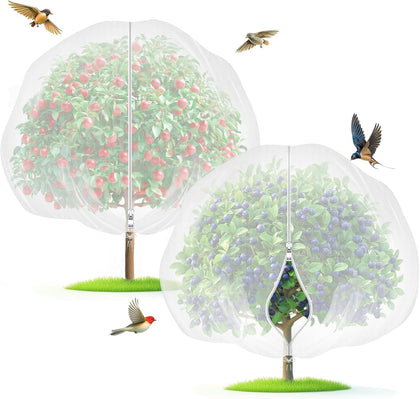 Garden Tailor fruit tree netting with zipper enables quick setup for pest protection.