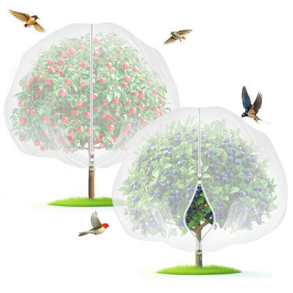 Garden Tailor fruit tree netting with zipper for effortless top access during harvest.