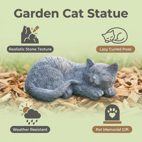 Garden Whisper lifelike fur cat statue enhances patios, lawns, and outdoor spaces.