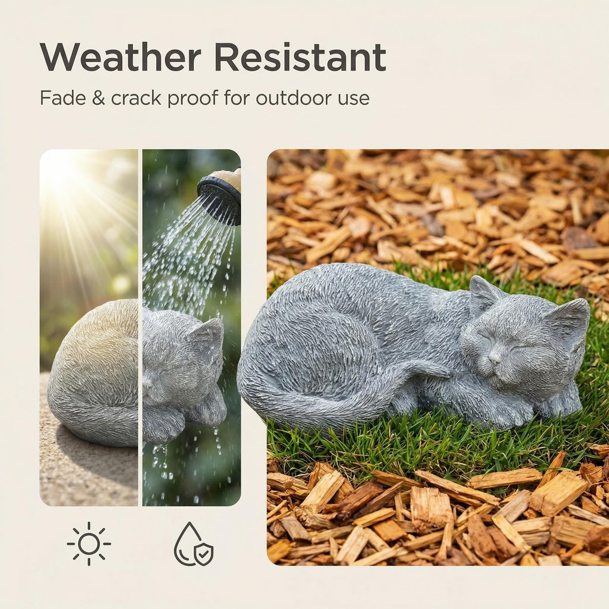 Garden Whisper hand-painted stone finish ensures durable, attractive garden decor.