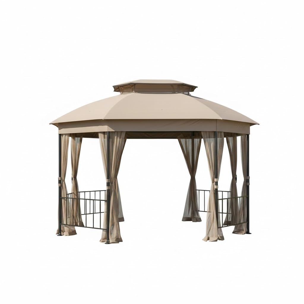 Garden Winds reinforced RipLock 350 replacement canopy top for Jefferies gazebo, durable outdoor shade.