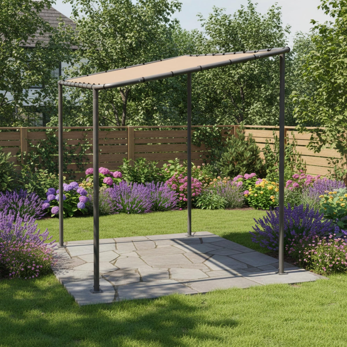 Garden Winds RipLock 350 beige fabric close-up grid showing tear resistance.