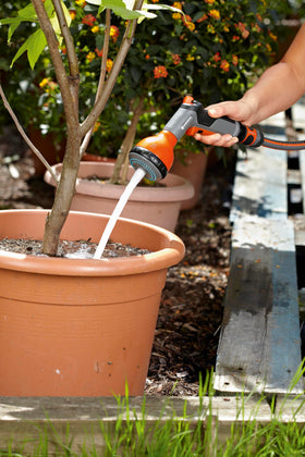 Gardena Classic Multi Sprayer hard jet for efficient balcony cleaning.