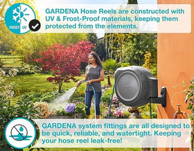 Gardena premium hose 75-foot with UV-stabilized coating for durable yard use.