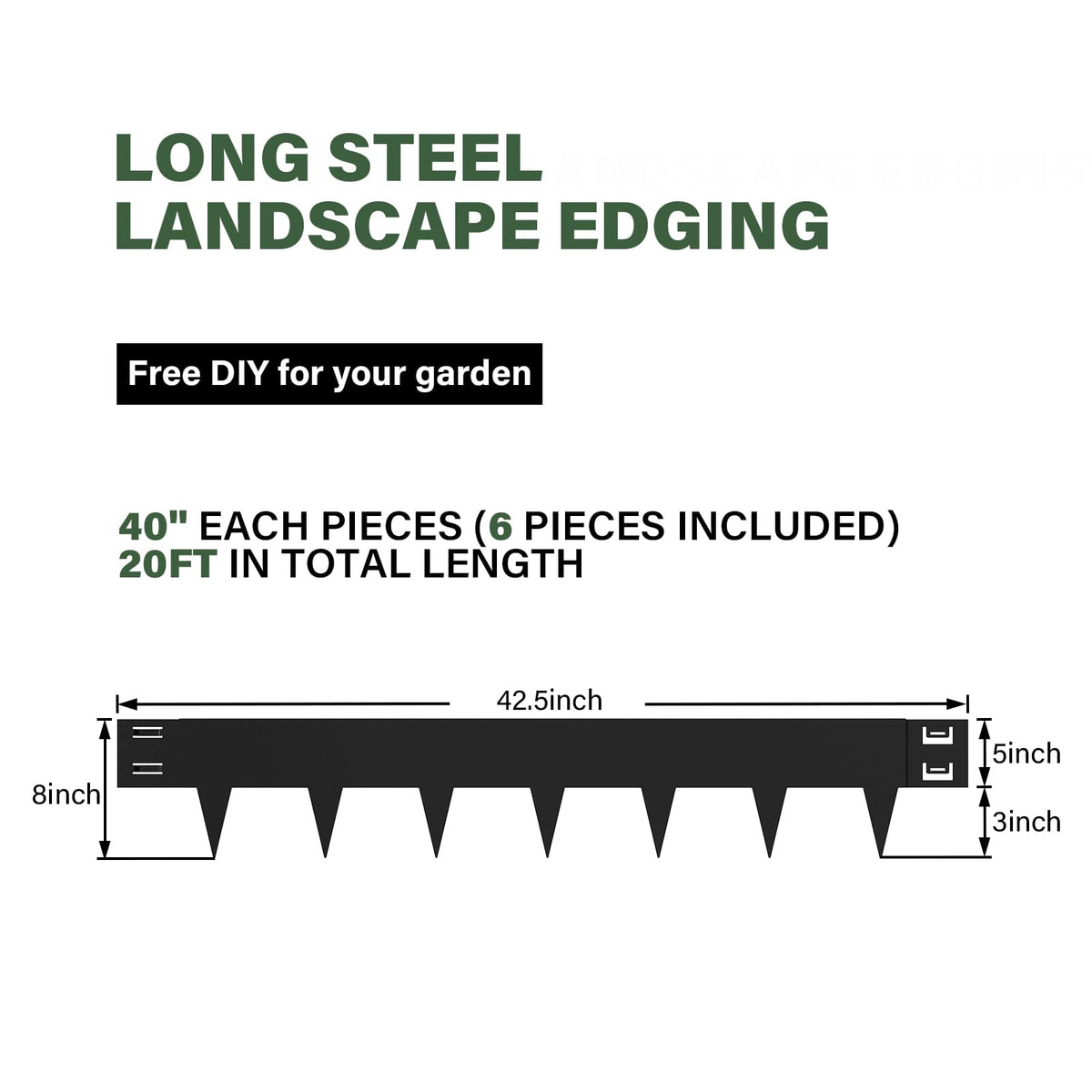 Gardenaire edging 8 inch width with matte coating provides durable garden borders.