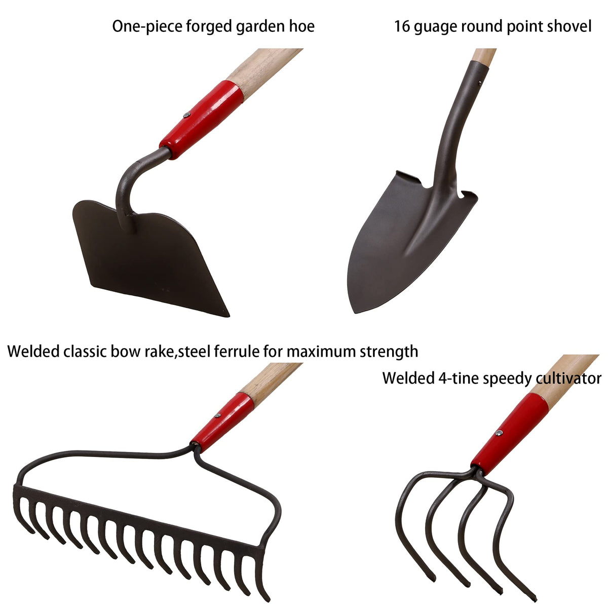 GardenAll 7-Piece Set rake ideal for leveling soil and debris.