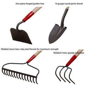 GardenAll 7-Piece Set rake ideal for leveling soil and debris.