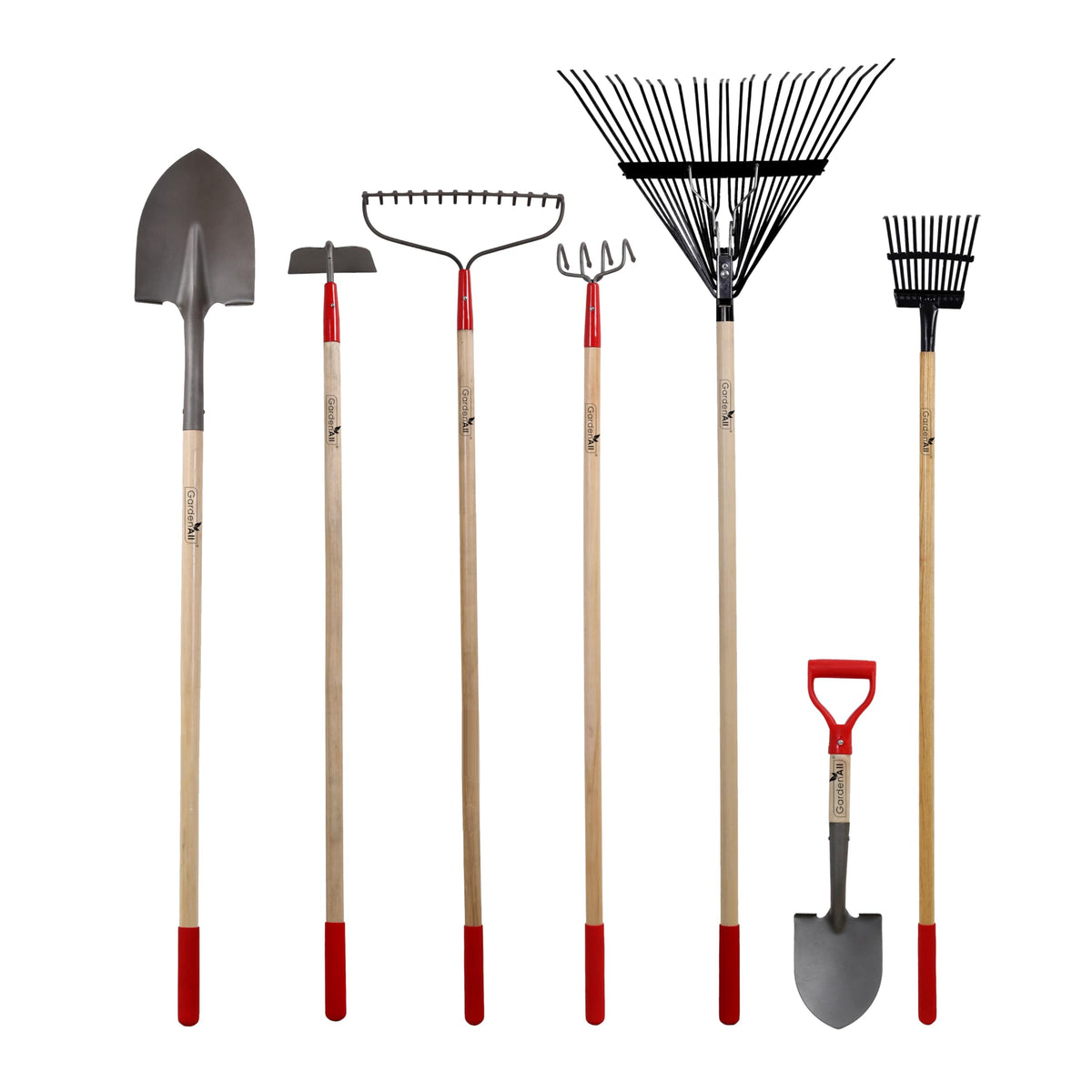 GardenAll 7-Piece Set shovel for easy digging with ergonomic wood handle.