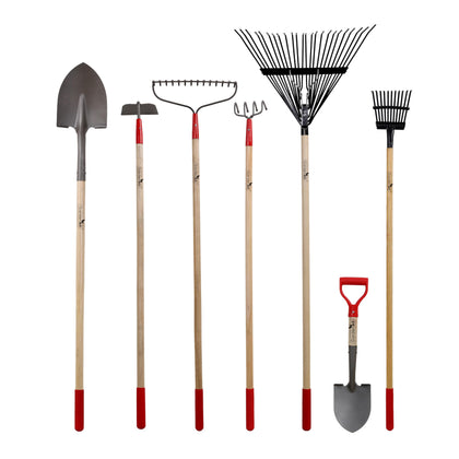 GardenAll 7-Piece Set shovel for easy digging with ergonomic wood handle.