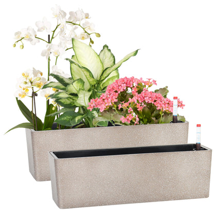 GardenBasix self-watering window box front view with reservoir for easy plant care