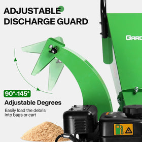 GardenBeaut S3 adjustable discharge chute demonstrates precise debris placement