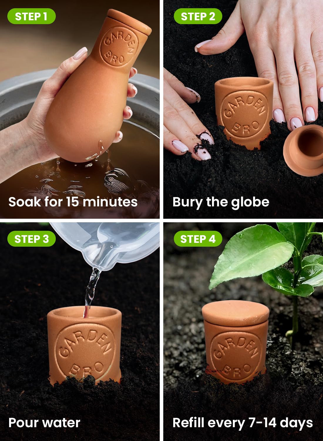 GardenBro 14 oz olla pot ready for medium-large pots and outdoor use.