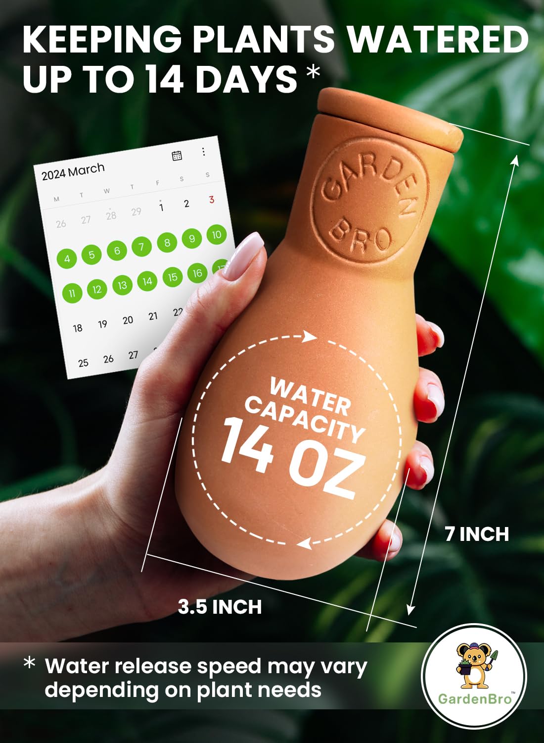 GardenBro terracotta globe helps maintain moisture during heatwaves.