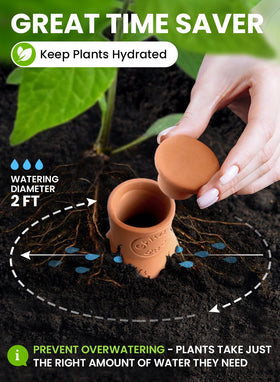 GardenBro self-watering stake setup makes plant care simpler.