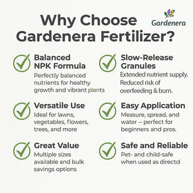 Gardenera 10-10-10 spread by hand for even coverage.