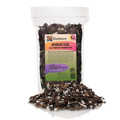 Gardenera bonsai soil with pumice and lava for fast drainage and healthy roots.