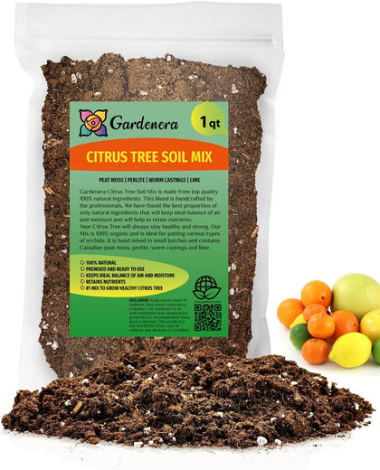 Gardenera Citrus Tree Potting Soil Mix bag front view for citrus potting with balanced drainage