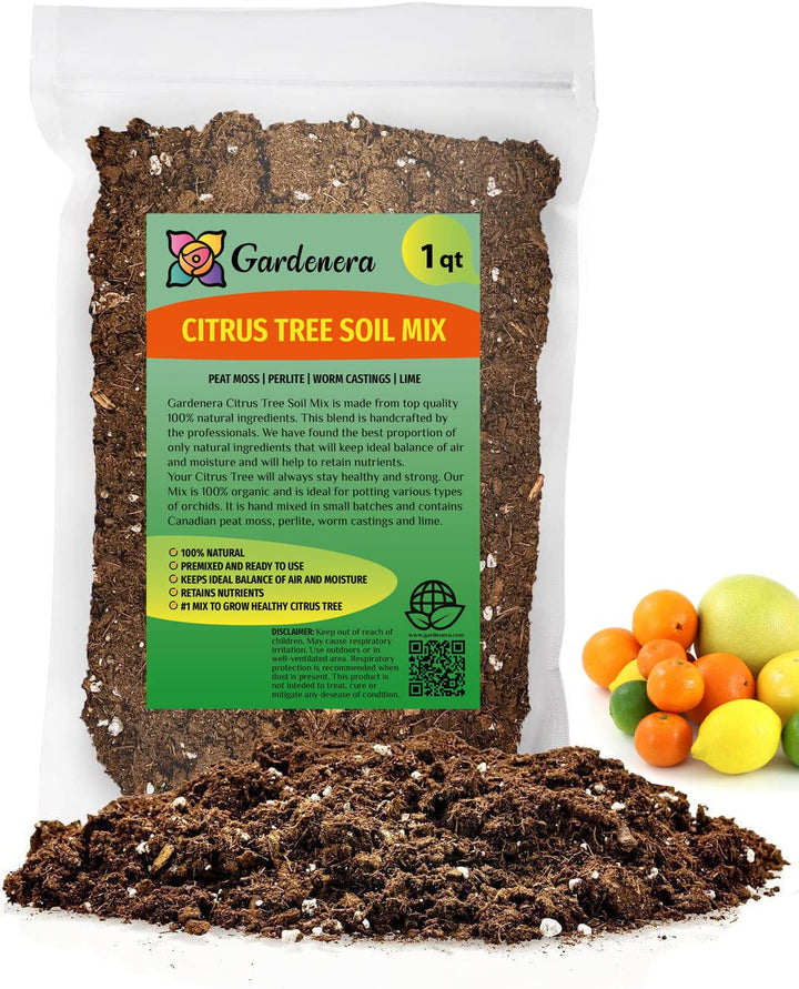 Gardenera Citrus Tree Potting Soil Mix bag front view for citrus potting with balanced drainage