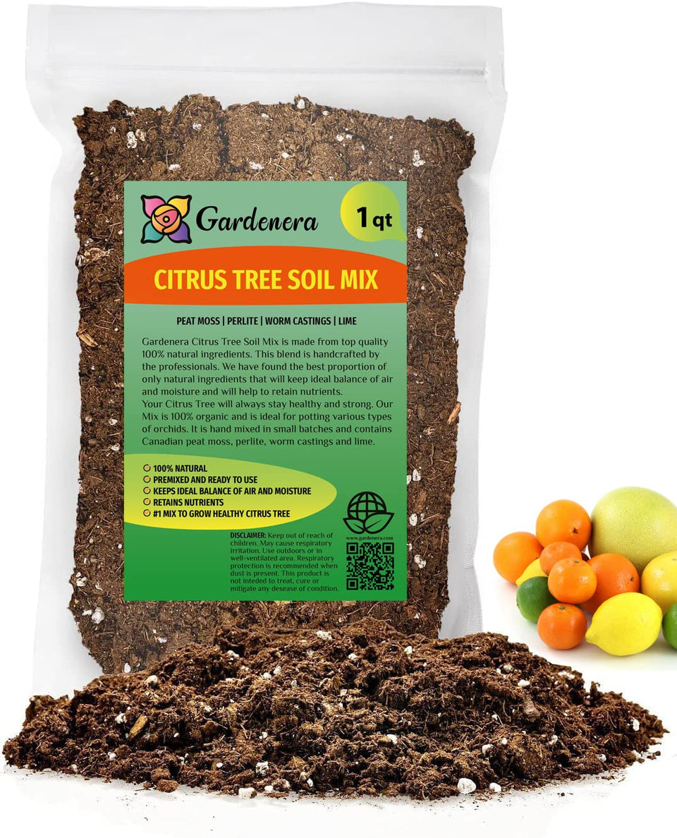 Gardenera Citrus Tree Potting Soil Mix bag front view for citrus potting with balanced drainage