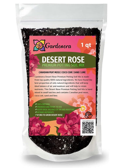 Gardenera Desert Rose potting soil pack shot highlighting premium mix for thriving roots and vibrant blooms