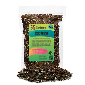 Gardenera premium Monstera potting soil 5qt bag promoting healthy root aeration for repotting