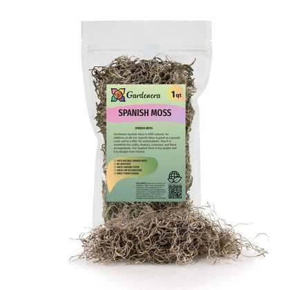 Gardenera Spanish Moss 1qt bag close-up of natural strands for decor