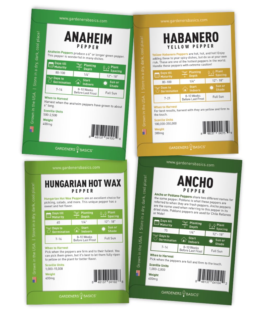 Gardeners Basics Anaheim seeds for planting, mild heat peppers