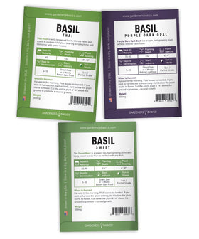 Gardeners Basics Basil Seeds Indoor-Outdoor – versatile for greenhouse, windowsill, or balcony.