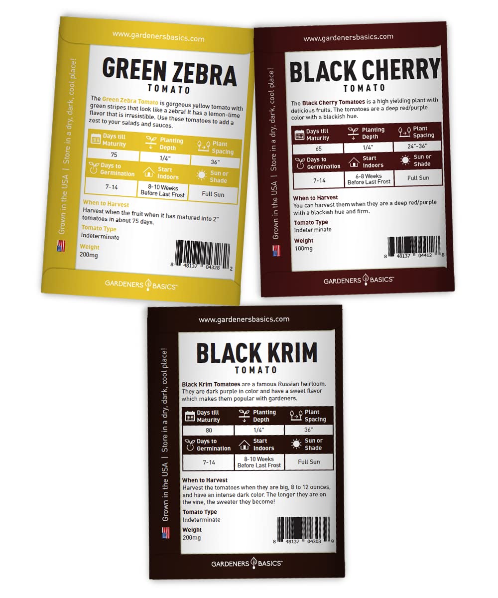 Gardeners Basics Black Krim tomato seeds for rich slicing flavor and color.