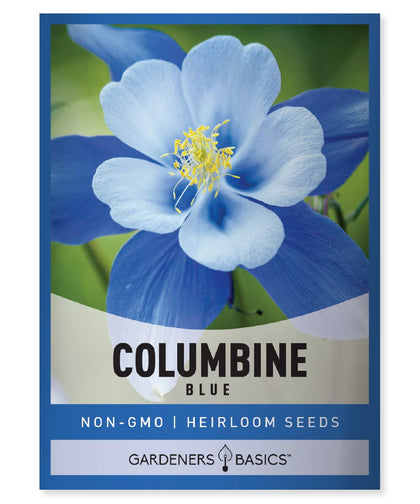 Gardeners Basics blue columbine seed pack ready for outdoor planting