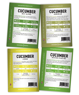 Gardeners Basics Boston Pickling cucumber seeds for crisp pickles.