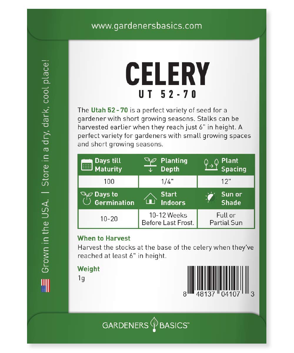 Gardeners Basics Celery 52-70 indoor seed-start tray for a head start in cool seasons.