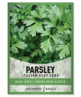 Gardeners Basics Italian Flat Leaf parsley seeds pack for home planting and fresh flavor.