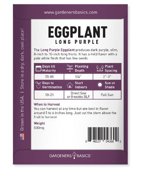 Gardeners Basics seed packet with growing directions for gardeners.