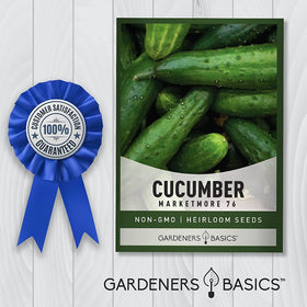 Gardeners Basics Marketmore 76 cucumber freshly picked flavor for garden-to-table meals.