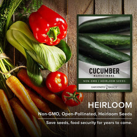 Gardeners Basics Marketmore 76 cucumber USA-grown seeds from a family-owned brand.