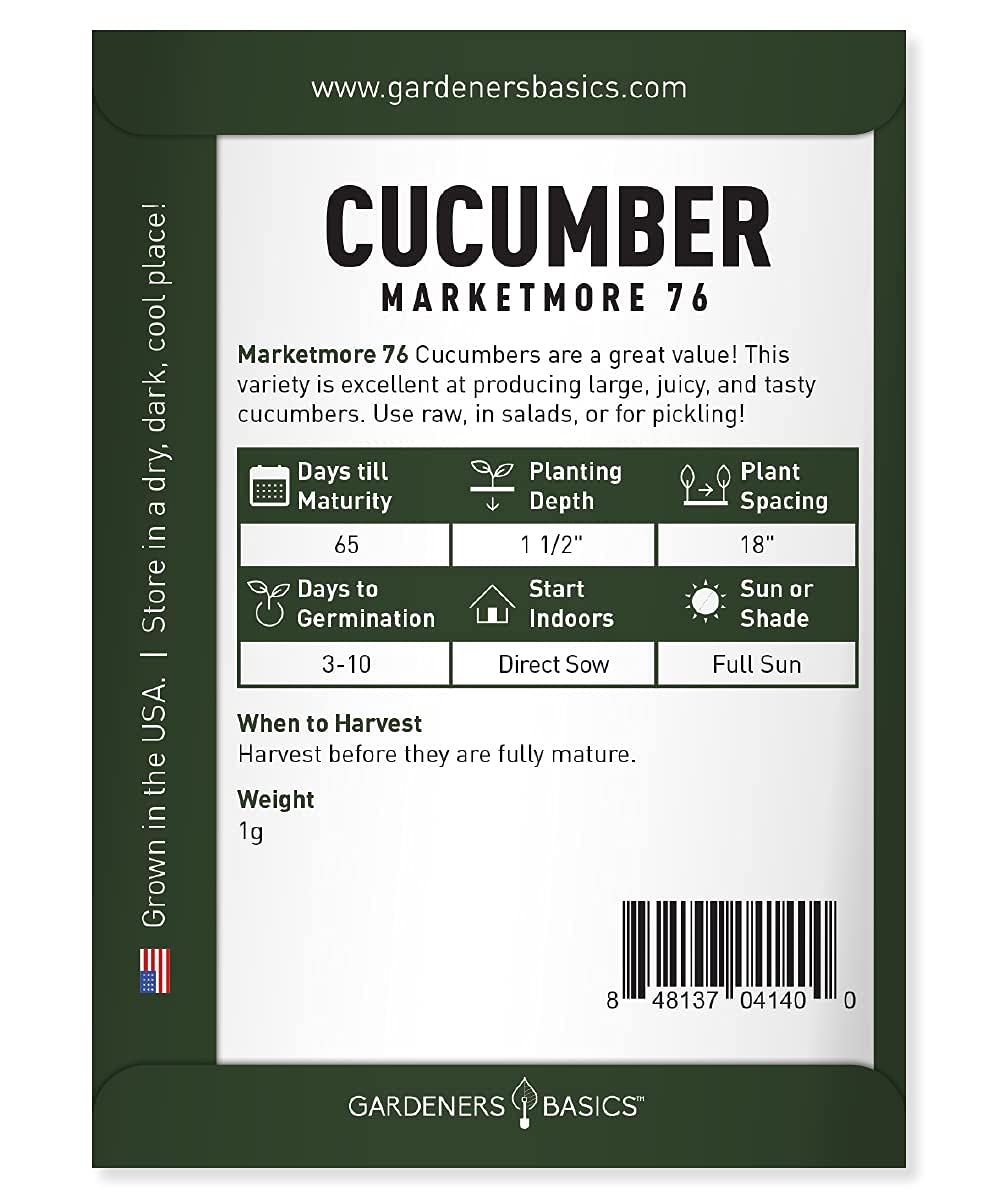 Gardeners Basics Marketmore 76 cucumber vines on trellis save space in small gardens.