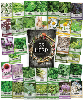 Gardeners Basics over 73,000 seeds display emphasizing abundant harvests